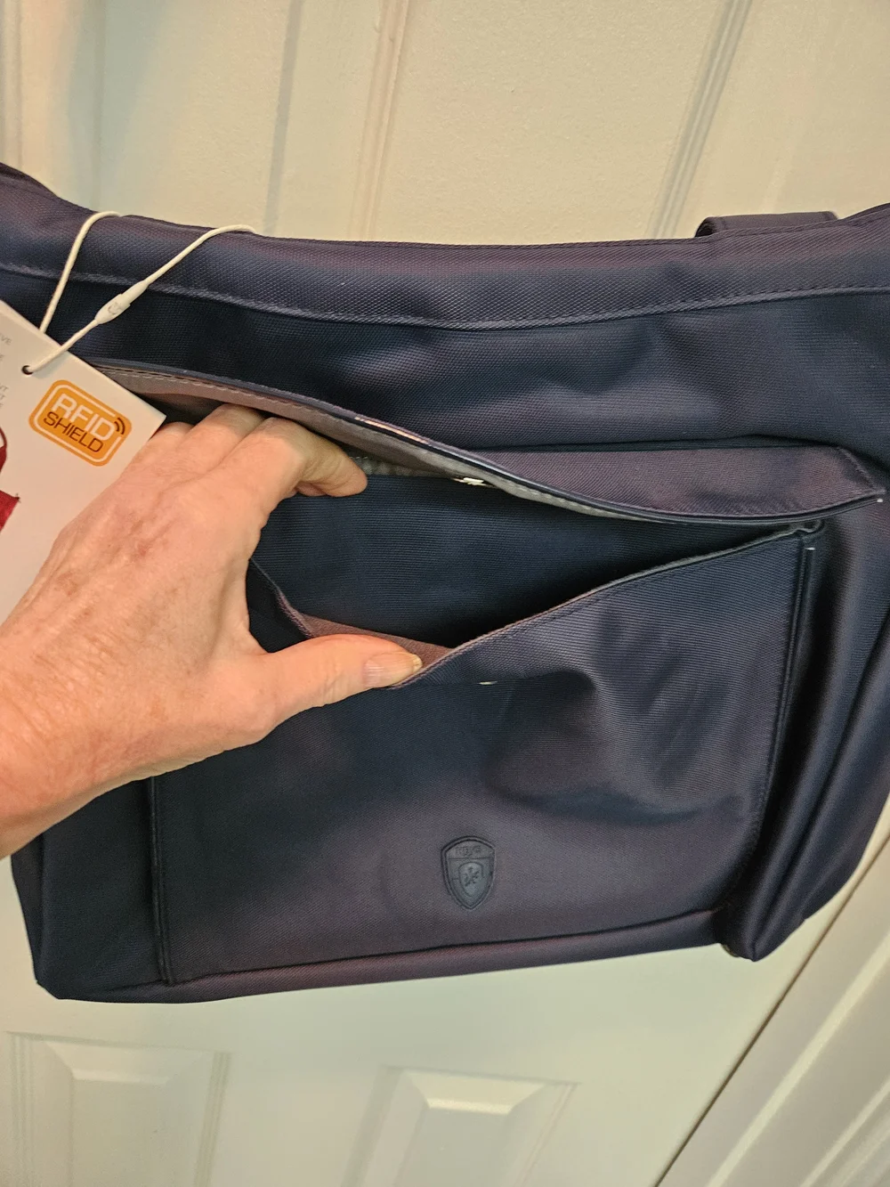 Navy Crossbody Laptop Tablet Tote Bag - RFID Shield